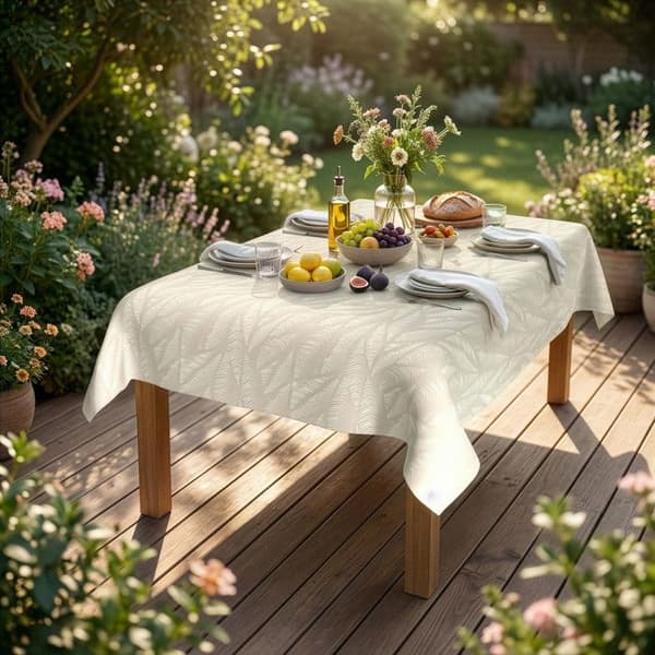 Trykt flekkavvisende duk rektangulær 140X240 cm LUMINIS, fra Soleil d'Ocre Ecru