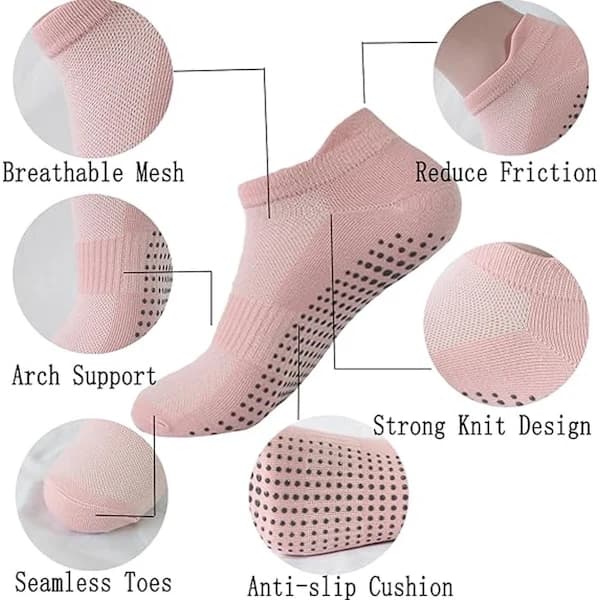 Strømper - Skridsikre Strømper - Skridsikre Pilates Grip Strømper - 6 Par