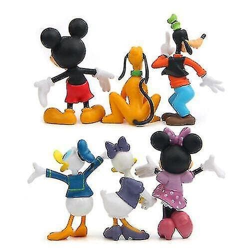 6 stk. Mickey Mouse Fedtmule Anders And Andersine Legetøjsdukke Model Kagepynt
