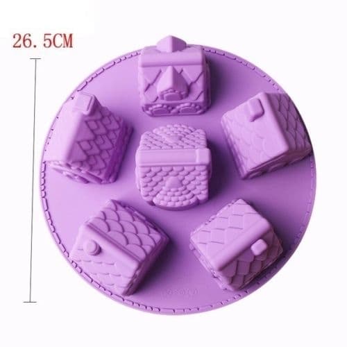 Små Hus Silikonform 3D Gjutform Mini Stugor By Stad Lila purple