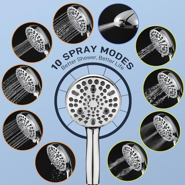 Shower Head with Handheld Shower - 9 Modes + Jet Power Wash 4.7\" Rain