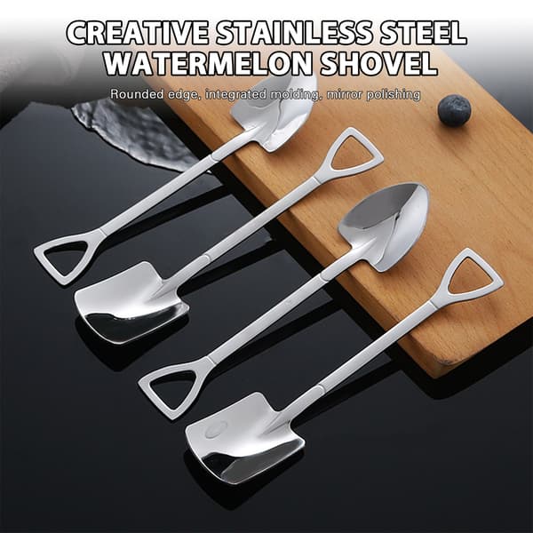 Stainless Steel Spade Spoon Coffee Dessert Watermelon Spoon Tableware Tool Combination Combination