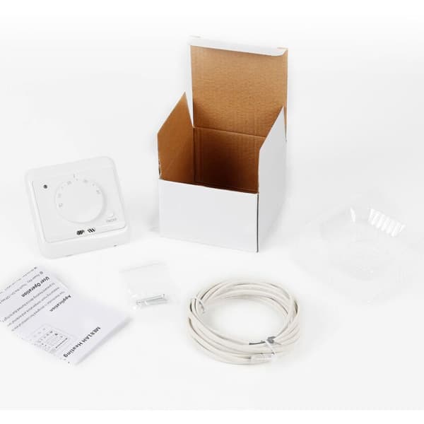 Non-programmable Mechanical Manual Thermostat 230V Room Temperature Controller Floor Heating Thermostats with Anti-freeze Function 5-40°C, White