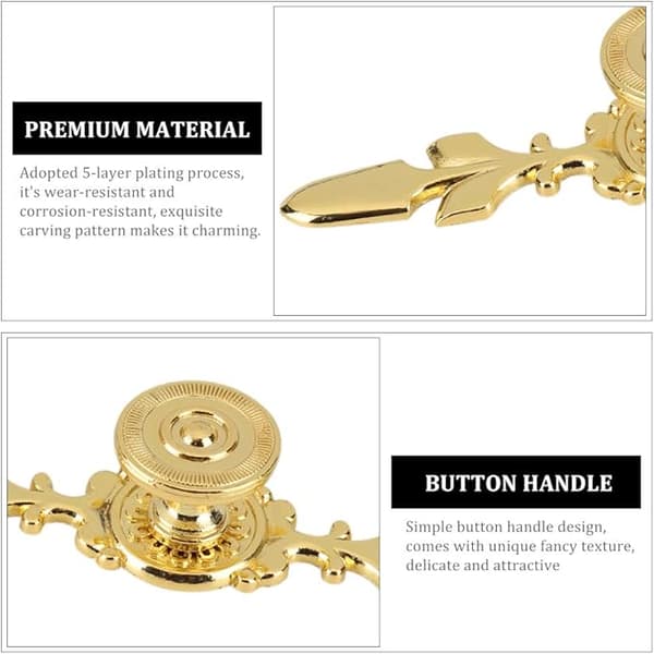 Et sæt med 4 håndtag i vintage-stil (guld) til hjemmet