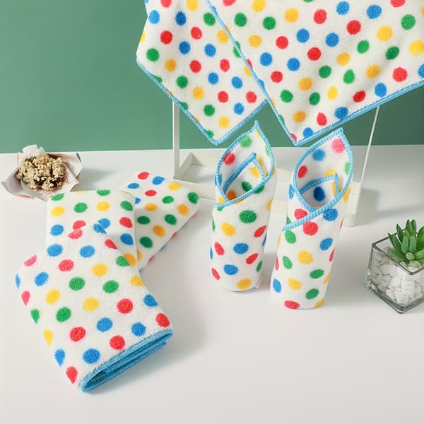 5-pack prickiga kökshanddukar i korallfleece, tjocka absorberande disktrasor, rengöringsdukar [YJD] Vågmönster/5 st Wave Dot Pattern/5pcs