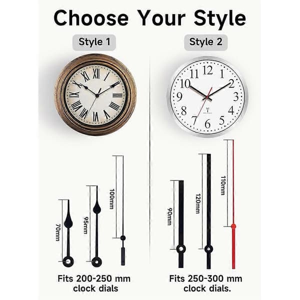 DCF77 24mm Radio Controlled Clock Movement - Silent with Hand Replacement Black - Wall Clock Replacement