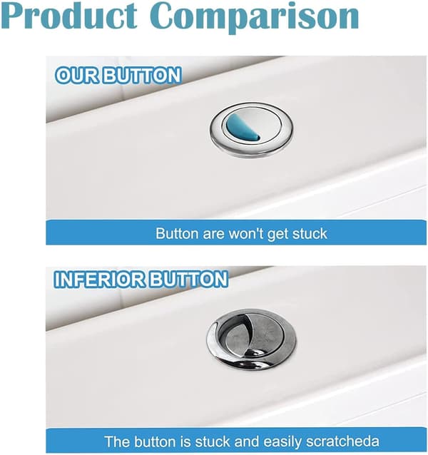 1 pc Toilet Flush Button, Round Head Dual Toilet Push Button