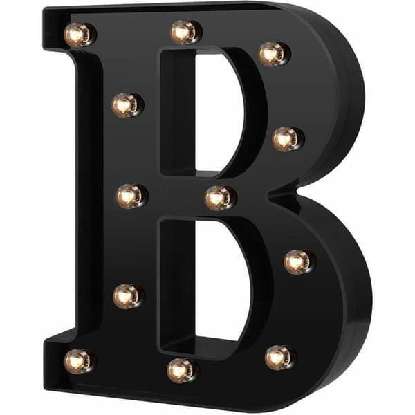 Nyligt LED-bogstaver Tal Lys Sort Dekorativ Marquee-lamper til Begivenheder Bryllup Fest Fødselsdag Bar B