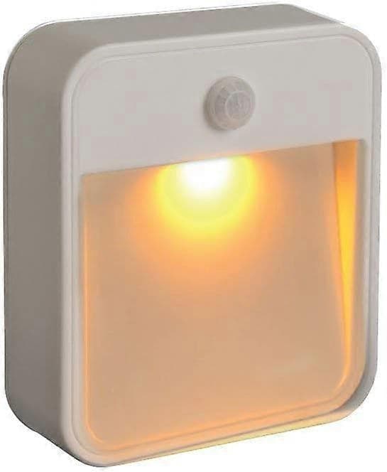 Sleep-Friendly Battery-Powered Motion-Sensing LED Night Light, Stick-Anywhere, Yellow Light (1-Pack), White [DB]