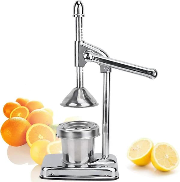 Manuel citruspresser i rustfrit stål, 45 cm høj appelsinpresser til frisk juiceudvinding