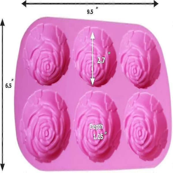 Sett med 2 store roseblomst isbit sjokolade såpeform