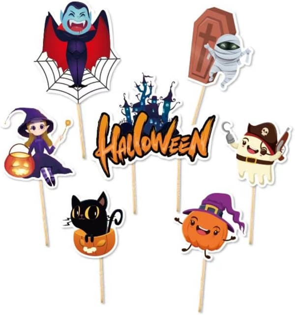 Halloween cupcake Toppers 7-delt sett skummelt søtt -