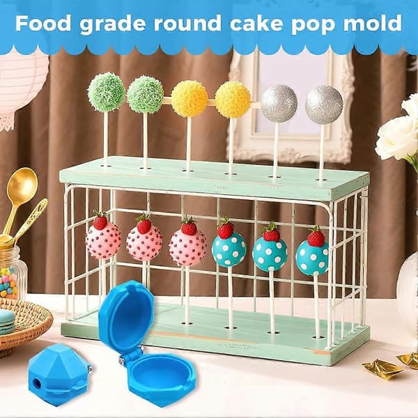 2 stk. Cake Pop Forme Press Sæt, Runde Cake Pop Forme til Hjemmet, Bagere, DIY Tilbehør[YJD] Blue