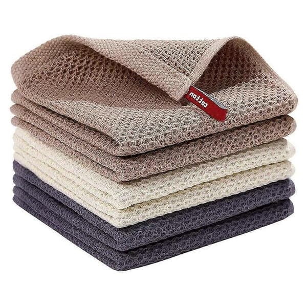 6 stk 34x34cm Bar Køkkenhåndklæder Sæt Karklud Opvaskeklud Absorberende Blød