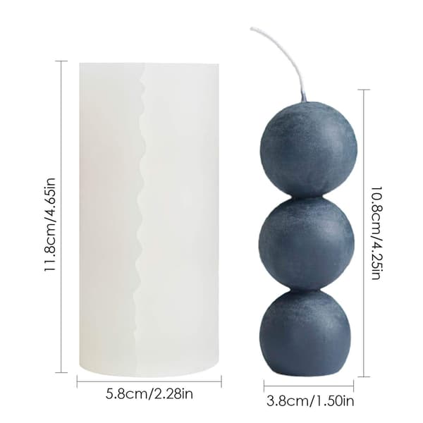 3D Silikoneform Lysform, Kugler Lysfremstilling Form Silikone Lysforme Til Lysfremstilling Græskar Lysform 3 Konsekutive Kugler Geometrisk Form