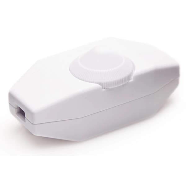 Rotationsdimmer med vit 220-230V-kabel, tryckknapp för dimbara LED-lampor