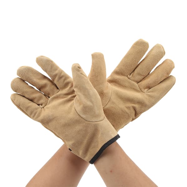 Cowhide Work Gloves Inner Polyester Outer Leather Breathable Heat Resistant Gloves for Grilling Cooking Baking