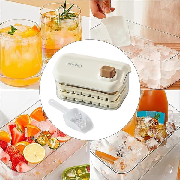 Ice Mold Tray Freezer Ice Maker Mold With Scoop Easy Release For Cocktails Drinks Whiskey Cold Drinks (FMY)