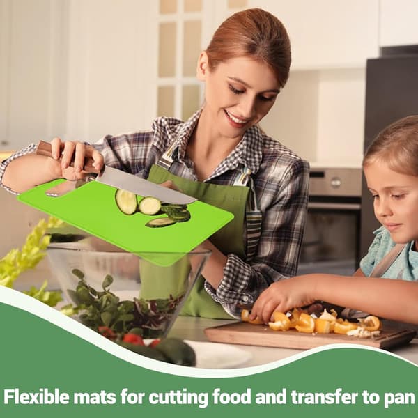 3-pack Kitchen Cutting Boards, Plastic Cutting Boards with Easy-Grip Handle for Kitchen, Non-Slip Cutting