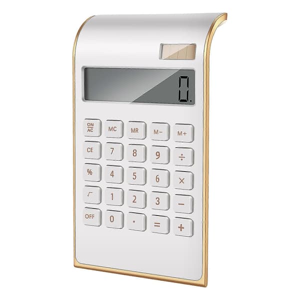 Calculator, Slim Elegant Design, Office/Home Electronics, Dual Powered Computer Calculator, Solar Power, 10 Digits, Tilted LCD Screen, Slanted Design