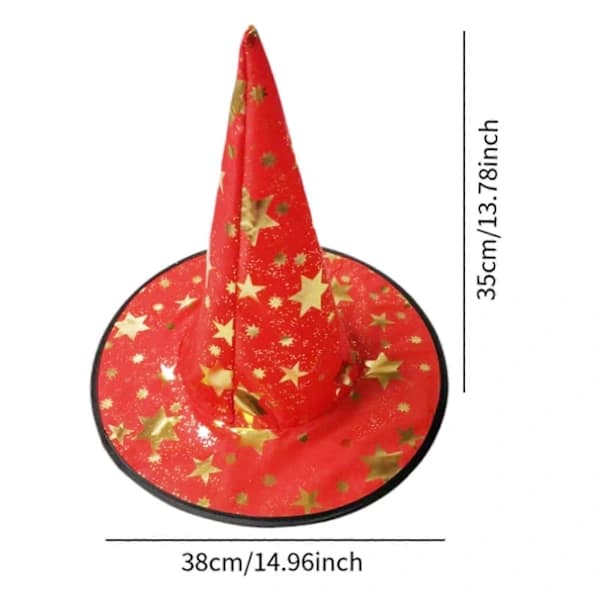 Halloween Witch Hat Comfortable Wide Brim Creative Pointed Top Hat for Women Orange Red 38cmx35cm