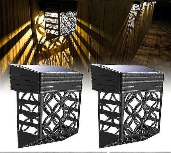 2-pack Solcellsdrivna Vattentäta LED-vägglampor för Trädgårdsbelysning