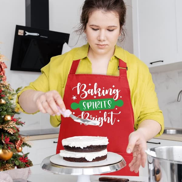 Sjove julebageforklæder til kvinder mænd justerbare køkkenforklæder med 2 lommer sød Thanksgiving juleforklædegave til bagere
