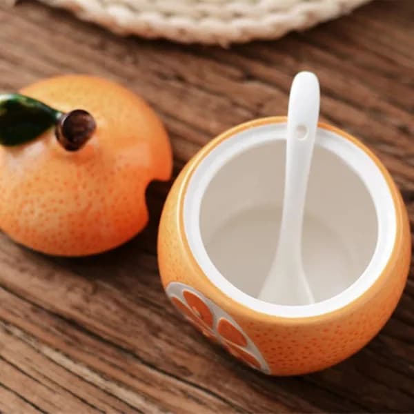 250 ml Fruit Shaped Spice Jar, Sugar Bowl, Spice Jar with Lid and Spoon