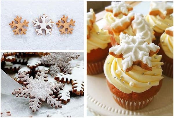 Snöflinga kakformar, set med 6 snöflingeformade kakmått