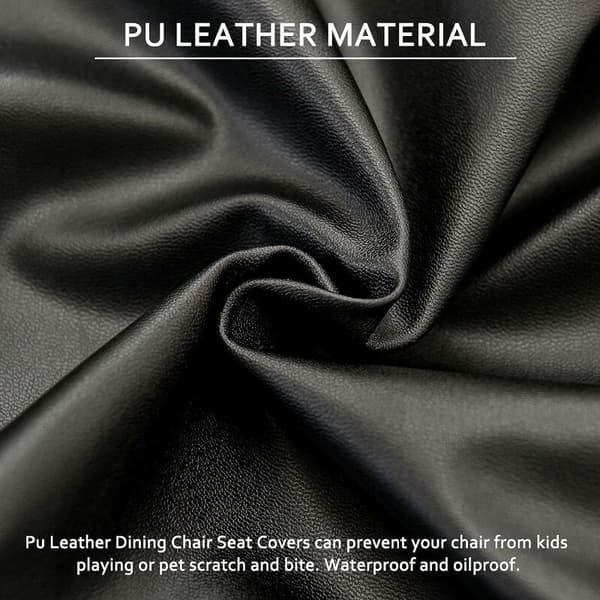 Waterproof PU Leather Chair Cover, Stretchable, Washable, Black, 4-Pack