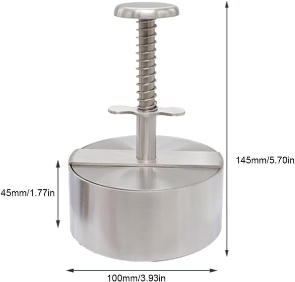 Adjustable Burger Press Hamburger Patty Maker with Spring Button, Stainless Steel Non-Stick Stuffed Burger Press Maker 8cm