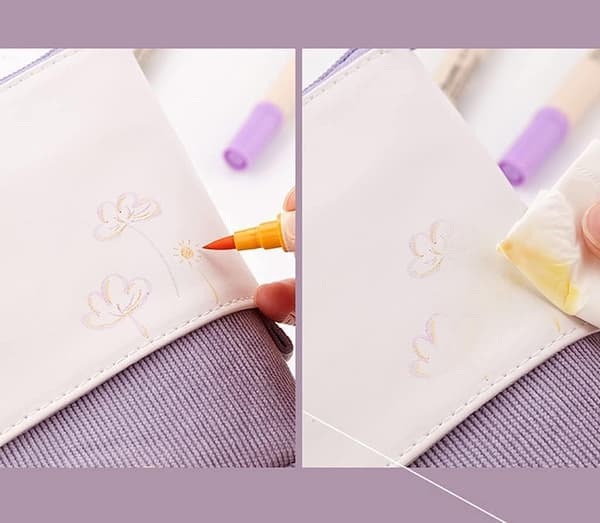 Purple Zipper Pencil Case, 2 in 1 Zipper Pencil Case,