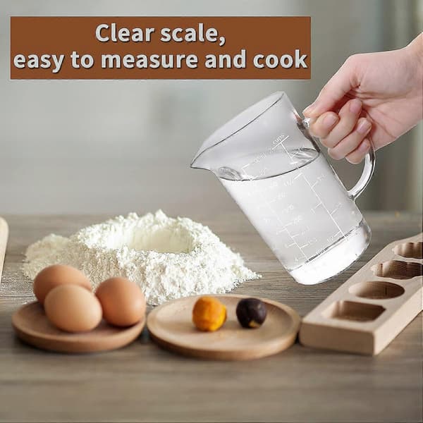 500 ml Glass Measuring Cup with Handle, Three Scales (Oz/Cup/ml), V-shaped Spout, for Kitchen and Restaurant