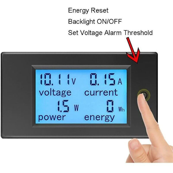 12V Voltmeter Amperemeter Testare Indikator Spänning Ström Effekt Energi Digital DC 6,5-100V 100A Volt Amp Watt Multimeter LCD Display Panel