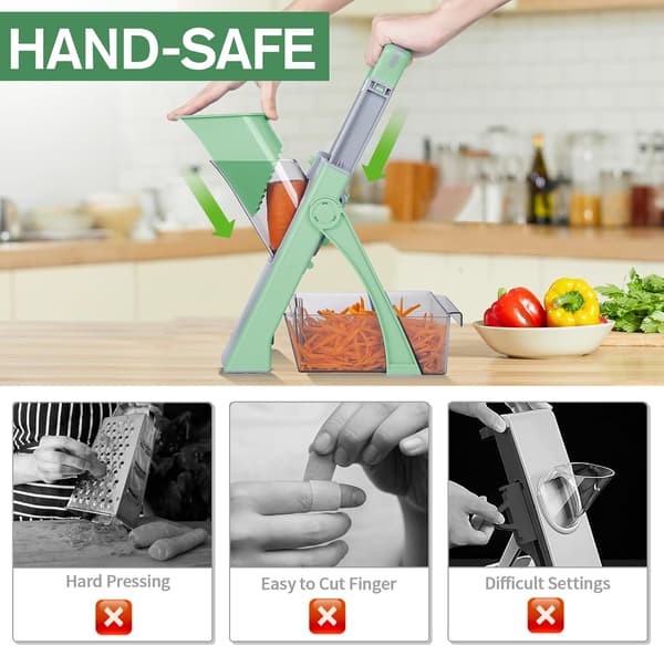 Upgraded Mandoline - 6-in-1 Adjustable Vegetable Slicer with Detachable Blades for the Kitchen