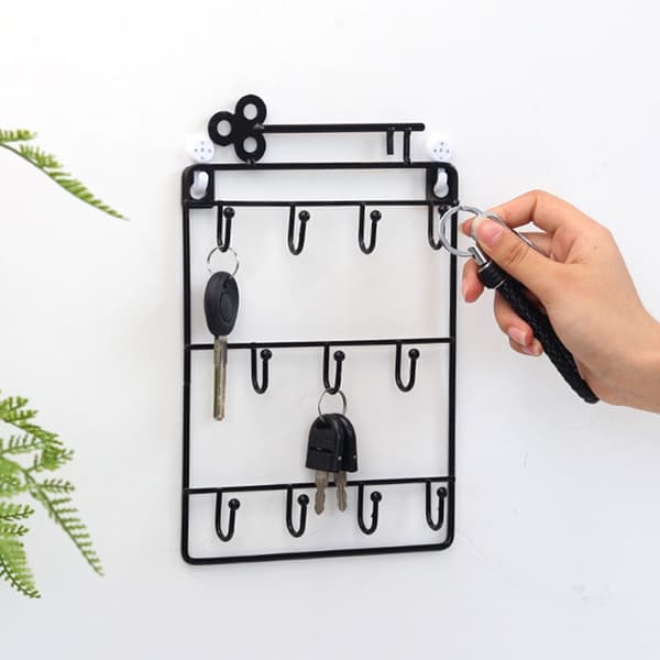 Key Holder Decorative Wall Mounted 11 Hooks Key Rack for Kitchen Office Coppery Coppery