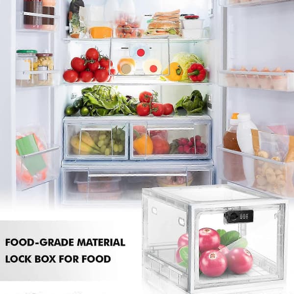 Lockable Box, Lockable Storage Box with Lock, Medicine Box for Refrigerator Classification, Lock Box for Medicine, Food and Home Security Transparent Transpart