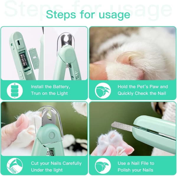 Kloklipper med LED-lys for hunder og katter - Nail Scissor DXGHC