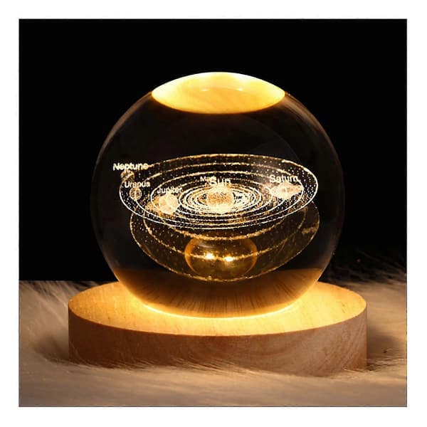 Small Crystal Ball With Wooden Lighting Base 3d Glass Ball With Led Light