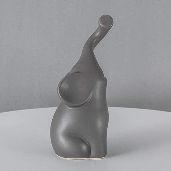 Harmonisk elefantpar i beige og grå keramikk - moderne s