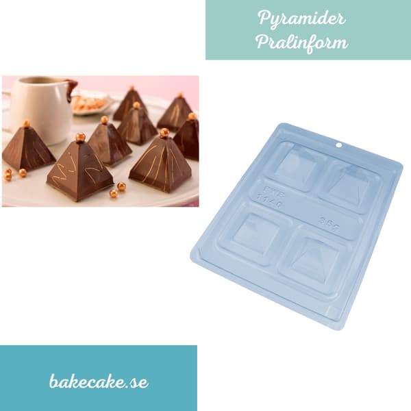 Pralineform Pyramide Chokoladeform - BWB 1140 - Special 3-delt form Transparent transparent