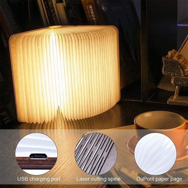 Tre sammenleggbar LED-boklampe, 360° sammenleggbar magnetisk boklampe
