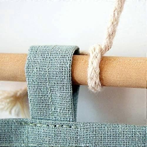 Door Storage Bag // Hanging Cotton Door Storage with Pockets (3 Pockets, Green)