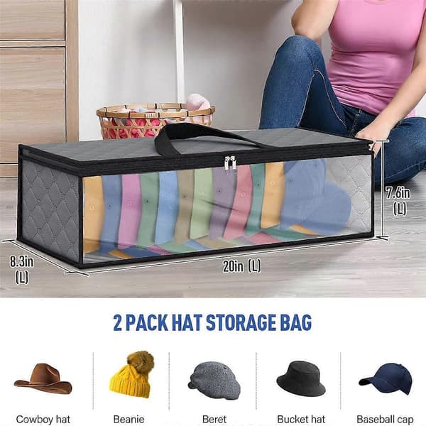 2-pack Hat Storage Bag for Baseball, Caps Hat Organizer Case Hat Holder with 2 Carry Handles