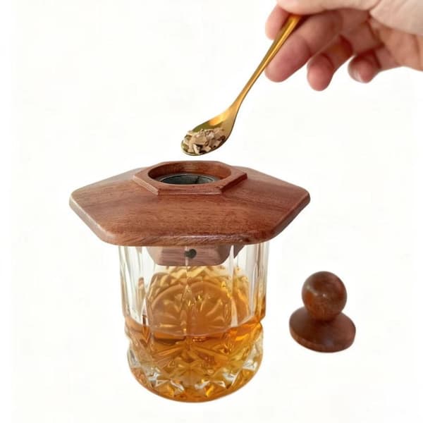 Cocktail Wood Smoker Hexagonal Round Barrel Bar Kitchen Tool