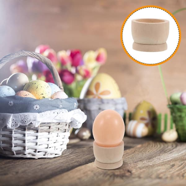 6 Pcs Wooden Egg Holders for Home Decor and Kitchen Countertop, Fresh Egg Display Stand[DB]