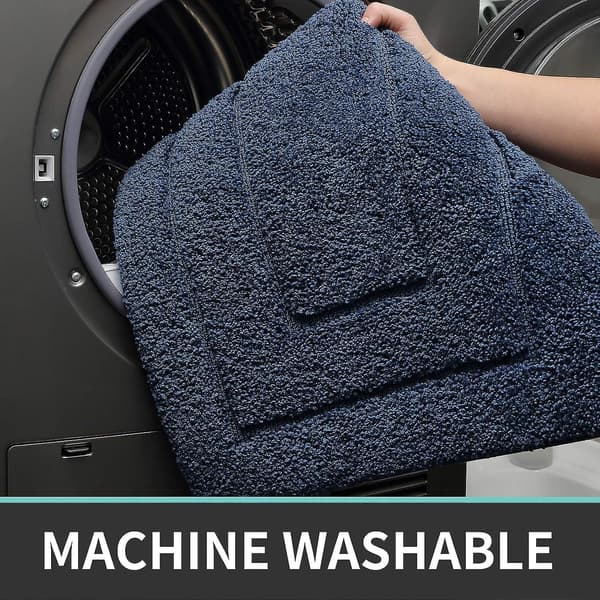 Non-Slip Bath Mat, Soft Microfiber Bathroom Rug, Water Absorbent, Machine Washable, Extra Thick Bathroom Shower Mat, 50 X 80 Cm, Navy Blue