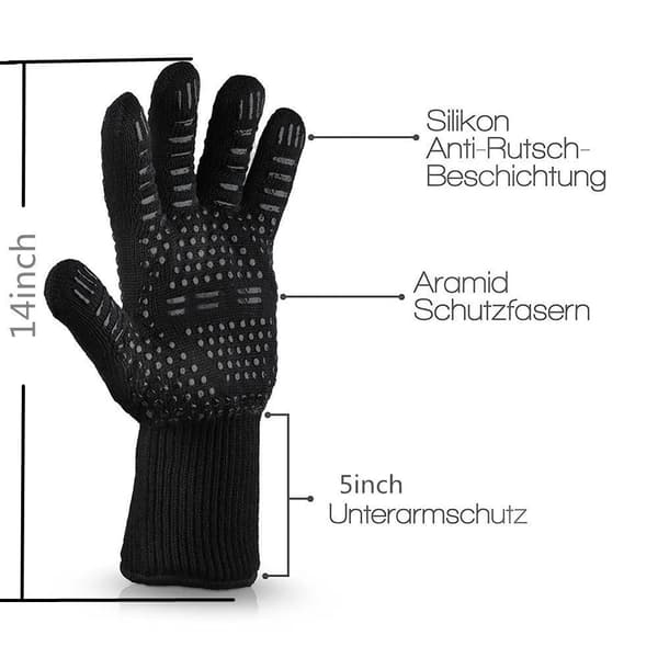Grillhandskar 300-500 ℃ extremt värmebeständig bomull