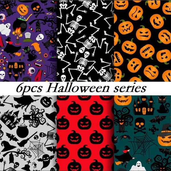 Halloween Pattern Fabric Multipurpose DIY Sewing Fabric Creative Halloween Theme Handmade Accessories 40*50cm 40*50cm