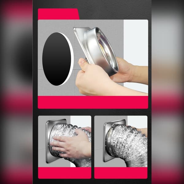 Stainless steel backdraft damper with fire protection, thermal fuse and 360° automatic gravity flap for kitchen and bathroom 150 mm 150 mm